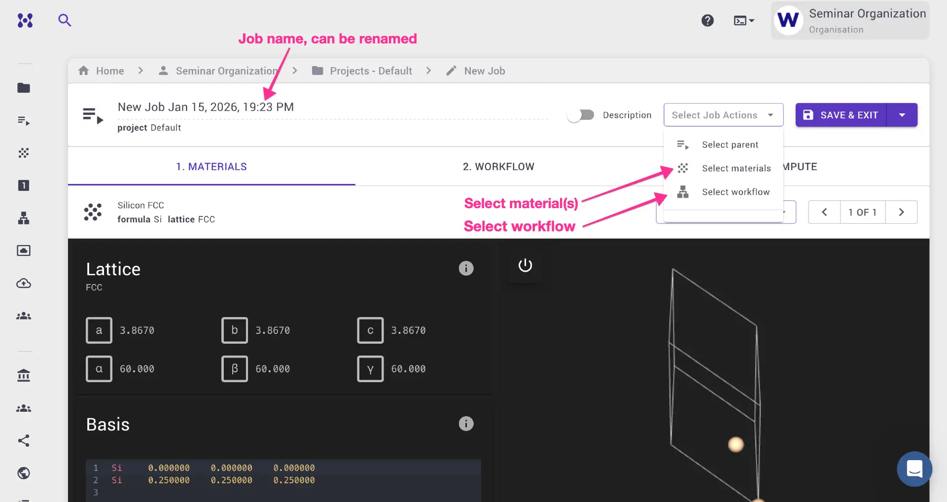 Materials viewer